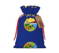 Bolsas de regalo con cordón de Navidad con estampado de bandera del estado de Montana, bolsas de arpillera de lino para fiestas de Navidad, regalos de dulces
