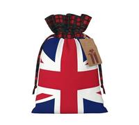 Bolsas de regalo con cordón de Navidad con estampado de bandera del Reino Unido, bolsa de regalo para Navidad, cumpleaños, fiesta de vacaciones