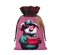 Bolsas de regalo con cordón de Navidad con estampado de cerdito, bolsa de regalo para Navidad, cumpleaños, fiesta de vacaciones