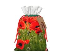 Bolsas de regalo con cordón de Navidad con estampado de flores de amapola y pétalos vívidos con tarjetas para decoraciones de fiesta de Navidad