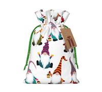 Bolsas de regalo con cordón de Navidad con estampado de gnomos divertidos para fiestas, Navidad, cumpleaños, regalos