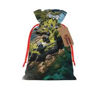 Bolsas de regalo con cordón de Navidad con estampado de Islas Noruegas, bolsas reutilizables para decoración de Navidad