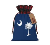 Bolsas de regalo con cordón de Navidad con estampado de la bandera de Carolina del Sur, bolsa de regalo, bolsa de caramelos, bolsas de boda, 17,5 x 12 cm