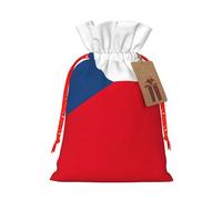 Bolsas de regalo con cordón de Navidad con estampado de la bandera de la República Checa, saco festivo de Navidad, fiesta de cumpleaños, embalaje de regalo