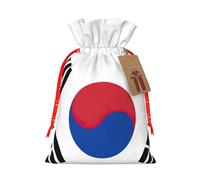 Bolsas de regalo con cordón de Navidad con estampado de la bandera de la República de Corea, saco festivo de Navidad, fiesta de cumpleaños, embalaje de regalo