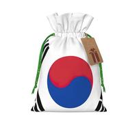 Bolsas de regalo con cordón de Navidad con estampado de la bandera de la República de Corea, saco festivo de Navidad, fiesta de cumpleaños, embalaje de regalo