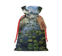 Bolsas de regalo con cordón de Navidad con estampado de lago pacífico, bolsas de arpillera de lino para fiestas de Navidad, regalos de dulces