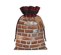 Bolsas de regalo con cordón de Navidad con estampado de pared de ladrillo viejo, bolsa de regalo para Navidad, cumpleaños, fiesta de vacaciones