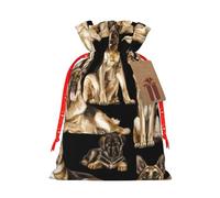 Bolsas de regalo con cordón de Navidad con estampado de perro pastor alemán, bolsas reutilizables para decoración de Navidad