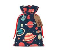 Bolsas de regalo con cordón de Navidad con estampado de planetas del espacio exterior con tarjetas para decoraciones de fiesta de Navidad