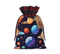Bolsas de regalo con cordón de Navidad con estampado de planetas para envolver Navidad, embalaje festivo, bolsas de regalo