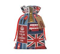 Bolsas de regalo con cordón de Navidad con estampado de símbolos de Inglaterra, bolsas reutilizables para decoración de Navidad