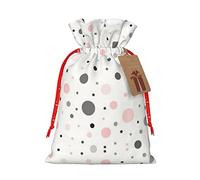Bolsas de regalo con cordón de Navidad con patrón de lunares modernos, rosas, grises y blancos, bolsas de dulces de Navidad reutilizables para regalos, fiesta de Navidad, vacaciones