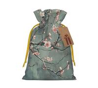 Bolsas de regalo con cordón de tamaño mediano con estampado de flores de cerezo japonés, bolsas de joyería para caramelos, regalos de boda y Navidad