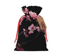 Bolsas de regalo con cordón de tamaño mediano con estampado de flores de cerezo japonés, bolsas de joyería para caramelos, regalos de boda y Navidad