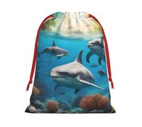Bolsas de regalo con cordón de tamaño variado, diseño de tortugas marinas, tiburones, pulpos, corales, delfines, tortugas marinas, tiburones, pulpos, corales, bolsas de regalo de tela, para