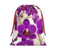 Bolsas de regalo con cordón de varios tamaños con diseño de orquídeas moradas, bolsas de regalo de tela, para cumpleaños, regalos de vacaciones y mucho más