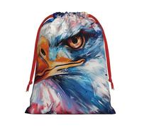Bolsas de regalo con cordón de varios tamaños con estampado de águila patriótica, bolsas de regalo de tela, para cumpleaños, regalos de vacaciones y mucho más
