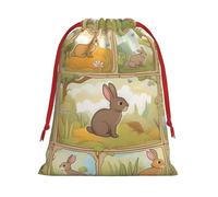 Bolsas de regalo con cordón de varios tamaños con estampado de animales de dibujos animados, bolsas de regalo de tela, para cumpleaños, regalos de vacaciones y mucho más
