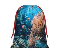 Bolsas de regalo con cordón de varios tamaños con estampado de arrecife de coral, bolsas de regalo de tela, para cumpleaños, regalos de vacaciones y mucho más