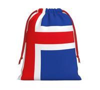 Bolsas de regalo con cordón de varios tamaños con estampado de bandera de Islandia, bolsas de regalo de tela, para cumpleaños, regalos de vacaciones y mucho más