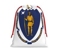 Bolsas de regalo con cordón de varios tamaños con estampado de bandera del estado de Massachusetts, bolsas de regalo de tela, para cumpleaños, regalos de vacaciones y mucho más