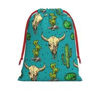 Bolsas de regalo con cordón de varios tamaños con estampado de cactus y calavera de toro, bolsas de regalo de tela, para cumpleaños, regalos de vacaciones y mucho más
