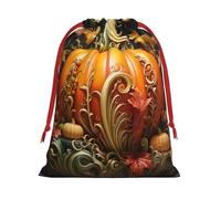 Bolsas de regalo con cordón de varios tamaños con estampado de calabaza otoñal, bolsas de regalo de tela, para cumpleaños, regalos de vacaciones y mucho más