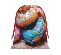 Bolsas de regalo con cordón de varios tamaños con estampado de donas, bolsas de regalo de tela, para cumpleaños, regalos de vacaciones y mucho más