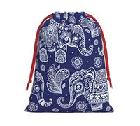 Bolsas de regalo con cordón de varios tamaños con estampado de elefante bohemio, bolsas de regalo de tela, para cumpleaños, regalos de vacaciones y mucho más