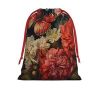 Bolsas de regalo con cordón de varios tamaños con estampado de flores y mariposas, bolsas de regalo de tela, para cumpleaños, regalos de vacaciones y mucho más