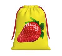 Bolsas de regalo con cordón de varios tamaños con estampado de fresas, bolsas de regalo de tela, para cumpleaños, regalos de vacaciones y mucho más
