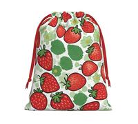 Bolsas de regalo con cordón de varios tamaños con estampado de fresas, bolsas de regalo de tela, para cumpleaños, regalos de vacaciones y mucho más