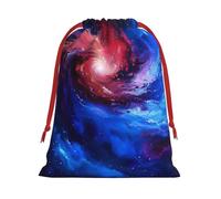 Bolsas de regalo con cordón de varios tamaños con estampado de galaxia roja y azul, bolsas de regalo de tela, para cumpleaños, regalos de vacaciones y mucho más