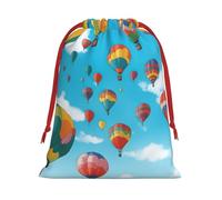 Bolsas de regalo con cordón de varios tamaños con estampado de globos coloridos, bolsas de regalo de tela, para cumpleaños, regalos de vacaciones y mucho más