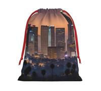 Bolsas de regalo con cordón de varios tamaños con estampado de horizonte de Los Ángeles, bolsas de regalo de tela, para cumpleaños, regalos de vacaciones y mucho más