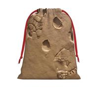 Bolsas de regalo con cordón de varios tamaños con estampado de huellas de dinosaurio, bolsas de regalo de tela, para cumpleaños, regalos de vacaciones y mucho más