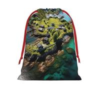 Bolsas de regalo con cordón de varios tamaños con estampado de Islas Noruegas, bolsas de regalo de tela, para cumpleaños, regalos de vacaciones y mucho más