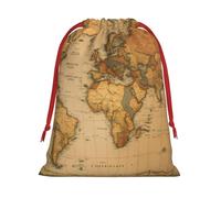 Bolsas de regalo con cordón de varios tamaños con estampado de mapa del mundo, bolsas de regalo de tela, para cumpleaños, regalos de vacaciones y mucho más
