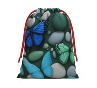 Bolsas de regalo con cordón de varios tamaños con estampado de mariposa azul y verde mariposa verde, bolsas de regalo de tela, para cumpleaños, regalos de vacaciones y mucho más