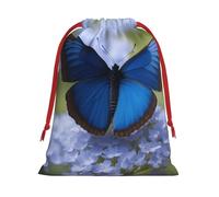 Bolsas de regalo con cordón de varios tamaños con estampado de mariposas azules, bolsas de regalo de tela, para cumpleaños, regalos de vacaciones y mucho más