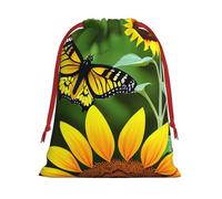 Bolsas de regalo con cordón de varios tamaños con estampado de mariposas y girasoles, bolsas de regalo de tela, para cumpleaños, regalos de vacaciones y mucho más