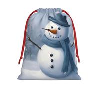 Bolsas de regalo con cordón de varios tamaños con estampado de muñeco de nieve de invierno, bolsas de regalo de tela, para cumpleaños, regalos de vacaciones y mucho más