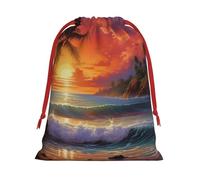 Bolsas de regalo con cordón de varios tamaños con estampado de puesta de sol tropical, bolsas de regalo de tela, para cumpleaños, regalos de vacaciones y mucho más