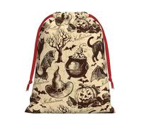 Bolsas de regalo con cordón de varios tamaños con estampado de sombrero de bruja, bolsas de regalo de tela, para cumpleaños, regalos de vacaciones y mucho más