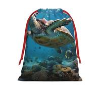 Bolsas de regalo con cordón de varios tamaños con estampado de tortugas marinas, bolsas de regalo de tela, para cumpleaños, regalos de vacaciones y mucho más