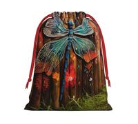 Bolsas de regalo con cordón de varios tamaños con estampado de valla de libélula, bolsas de regalo de tela, para cumpleaños, regalos de vacaciones y mucho más