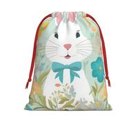 Bolsas de regalo con cordón de varios tamaños con estampado floral de conejo de Pascua, bolsas de regalo de tela, para cumpleaños, regalos de vacaciones y mucho más