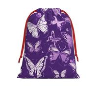 Bolsas de regalo con cordón de varios tamaños con estampado floral de mariposas moradas, bolsas de regalo de tela, para cumpleaños, regalos de vacaciones y mucho más