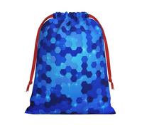 Bolsas de regalo con cordón de varios tamaños con estampado hexagonal azul, bolsas de regalo de tela, para cumpleaños, regalos de vacaciones y mucho más